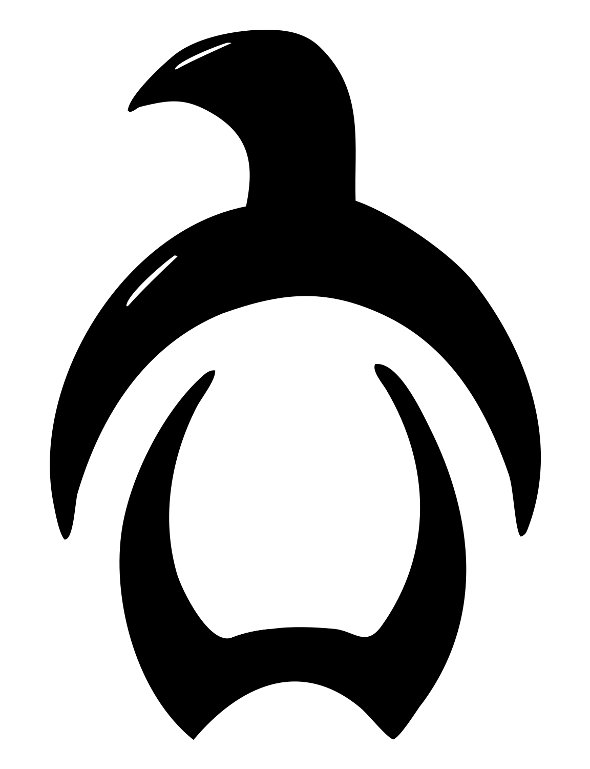 Brushstroke Penguin Emblem Logo #ffffff/#000000