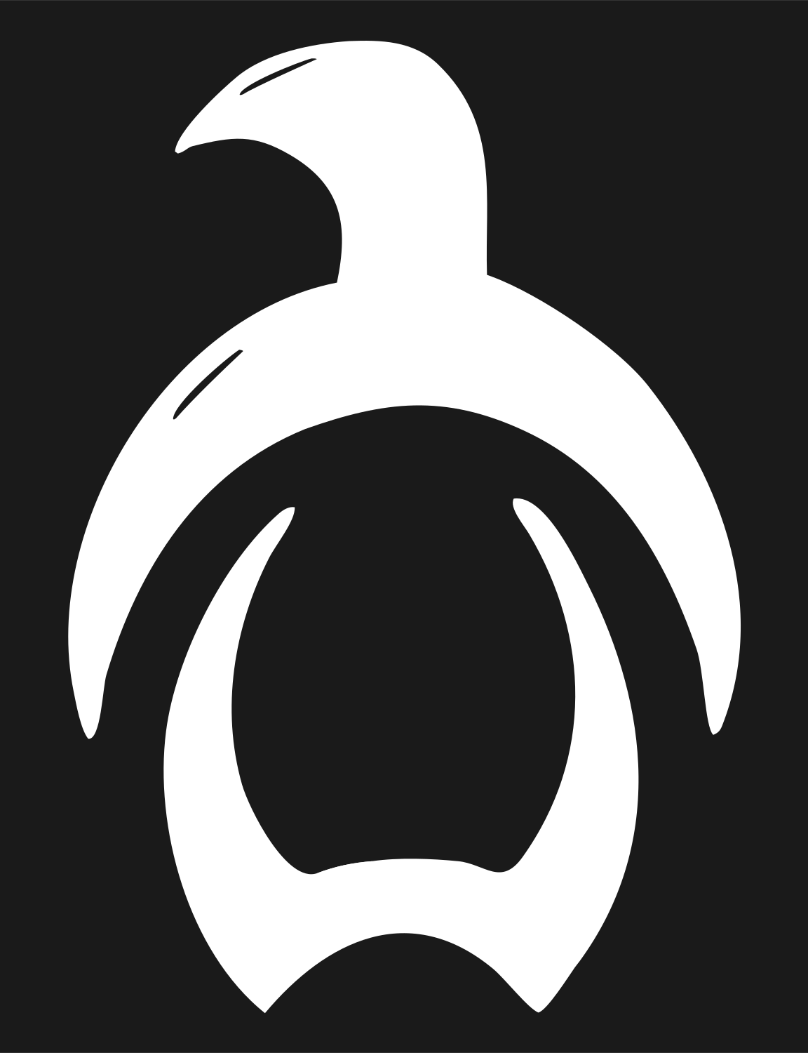 Brushstroke Penguin Emblem Logo #1a1a1a/#ffffff