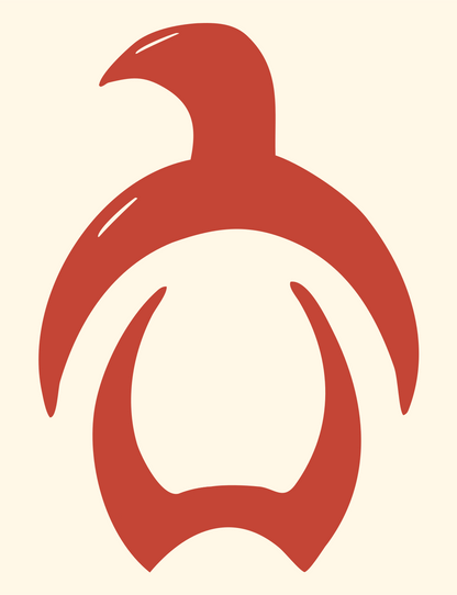 Brushstroke Penguin Emblem Logo #fff8e7/#c44536