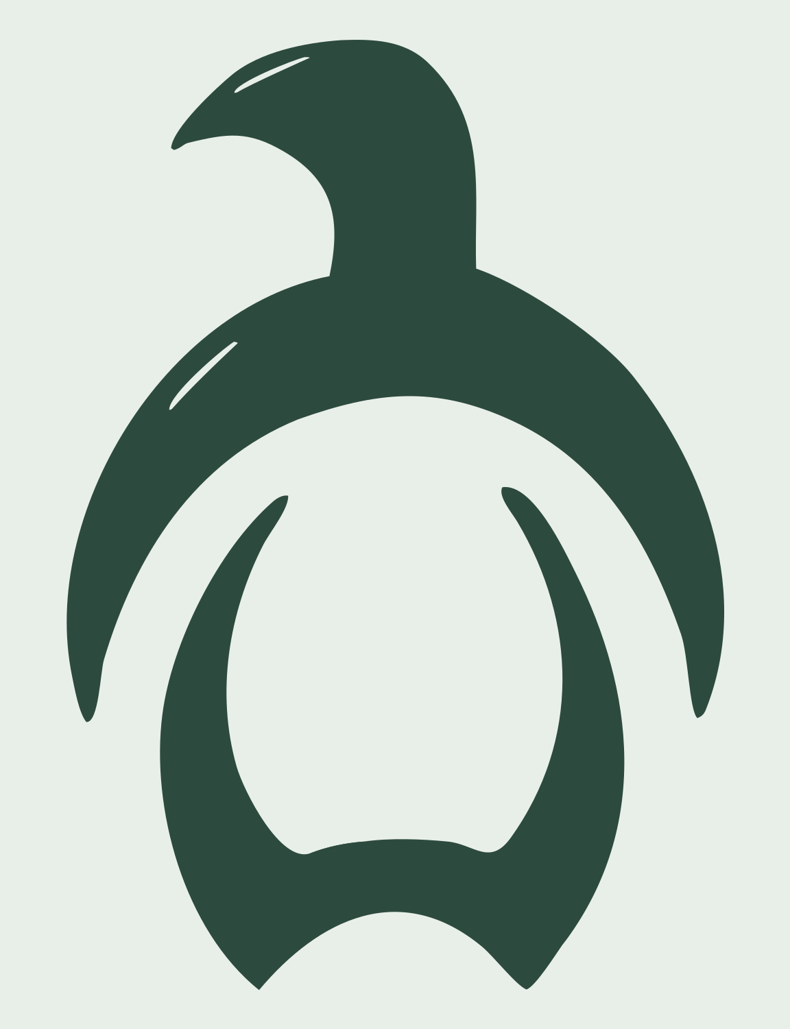 Brushstroke Penguin Emblem Logo #e8efe9/#2d4a3e