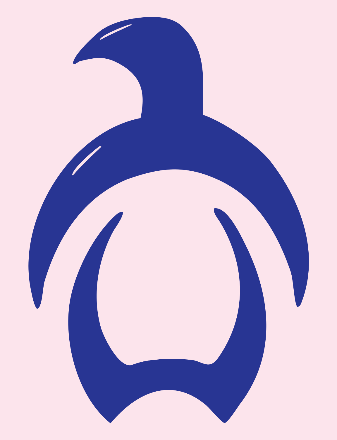 Brushstroke Penguin Emblem Logo #fce4ec/#283593