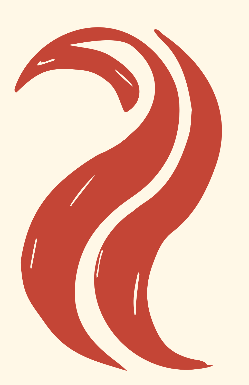 Swooping Penguin Flame Logo #fff8e7/#c44536