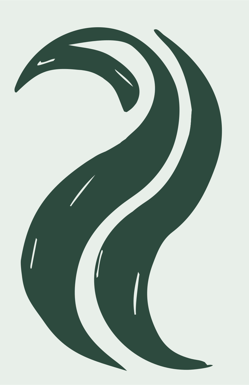Swooping Penguin Flame Logo #e8efe9/#2d4a3e