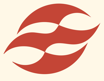 Double Wave Curl Logo #fff8e7/#c44536
