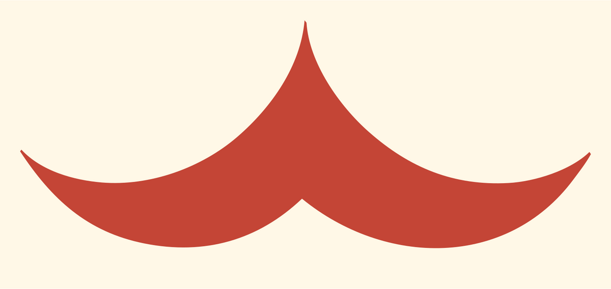 Mustache Silhouette Wave Logo #fff8e7/#c44536