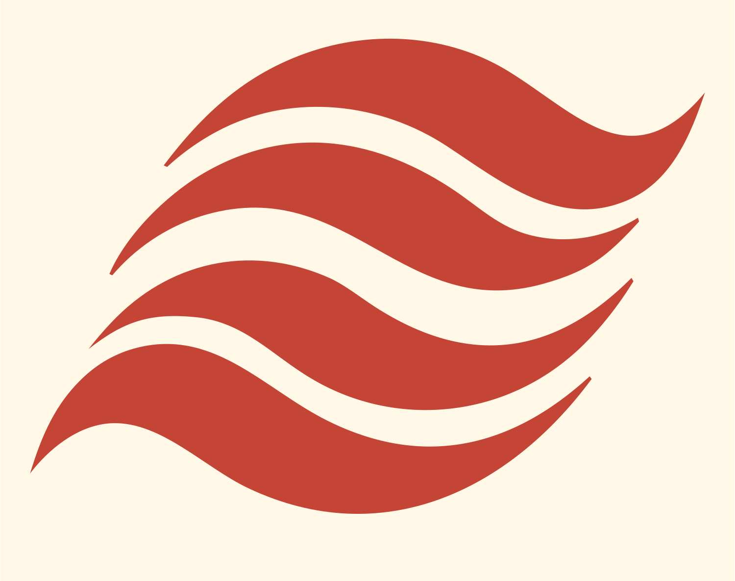 Stacked Wave Bands Logo #fff8e7/#c44536