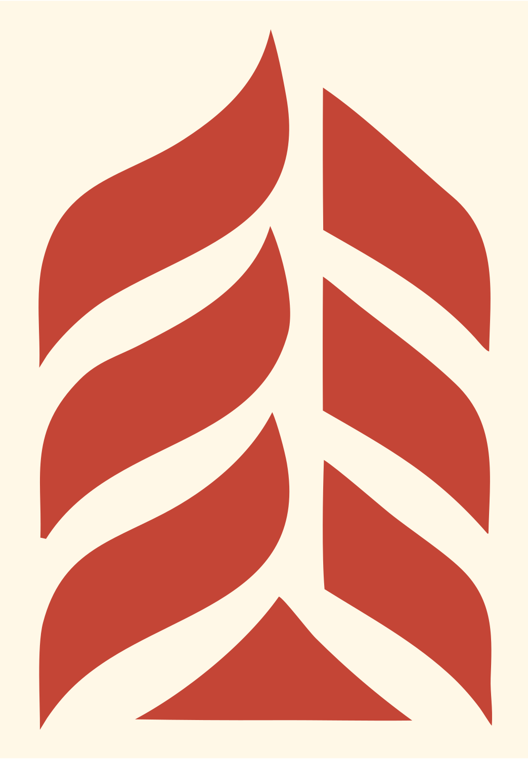 Split Feather Leaf Logo #fff8e7/#c44536