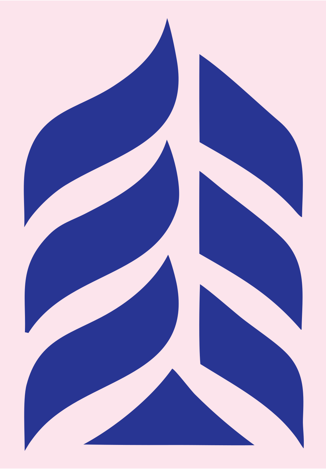 Split Feather Leaf Logo #fce4ec/#283593