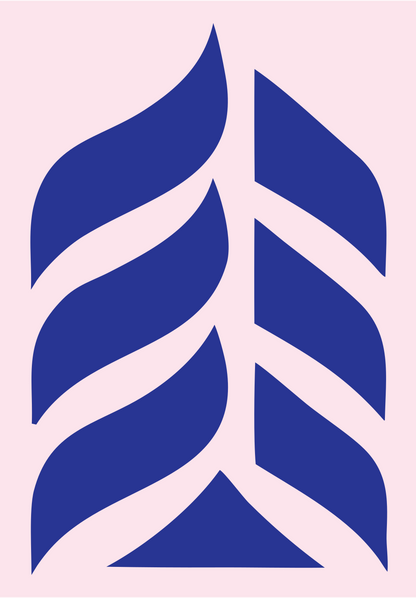 Split Feather Leaf Logo #fce4ec/#283593