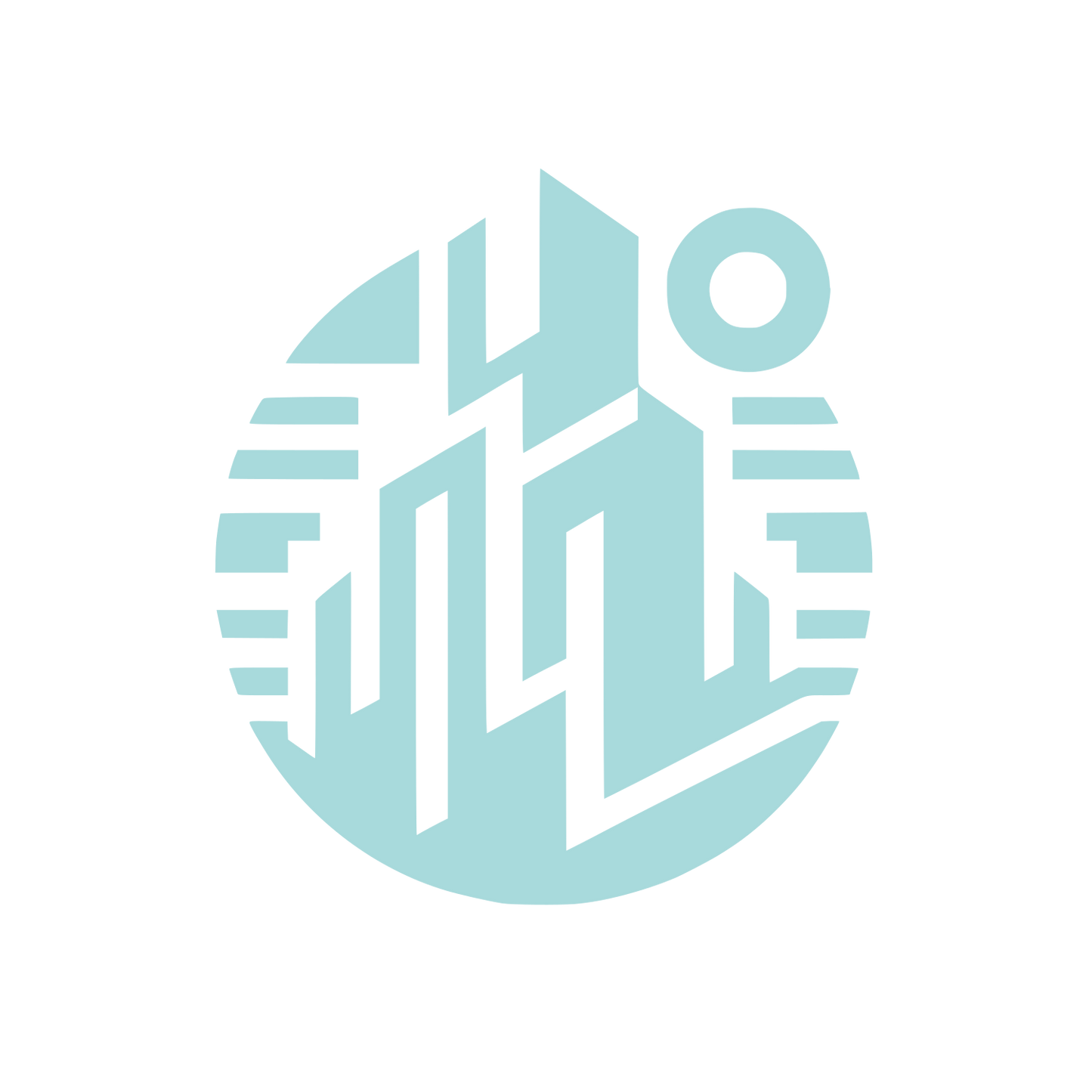 Building with Sun in Circle Logo #A8DADC