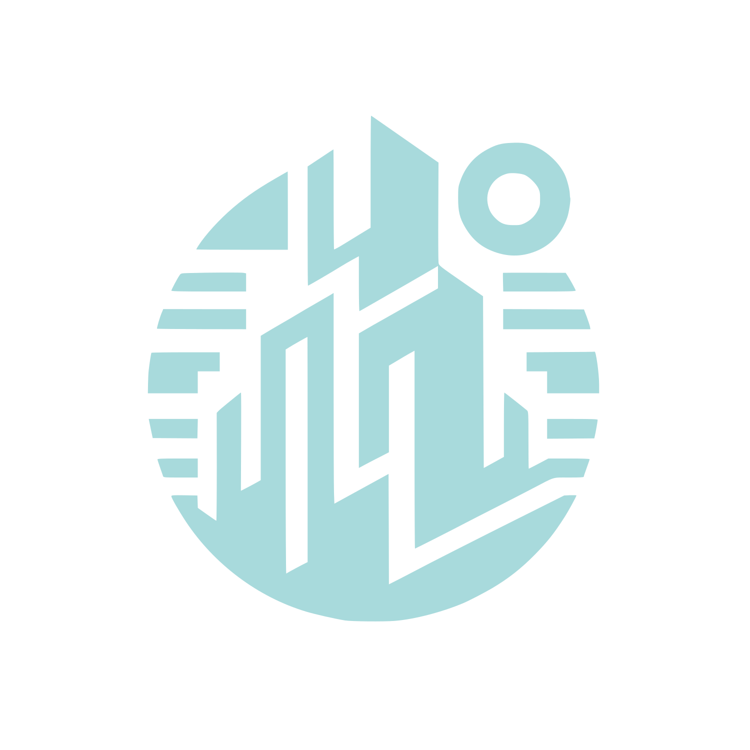 Building with Sun in Circle Logo #A8DADC