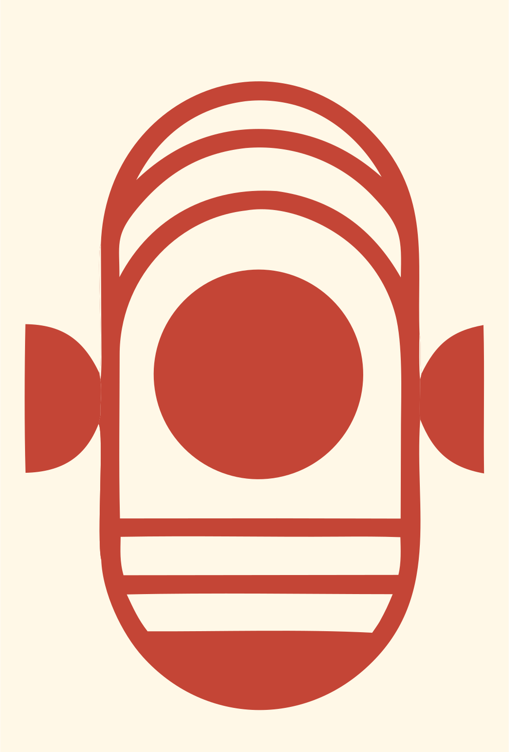 Bold Geometric Fish Logo #fff8e7/#c44536