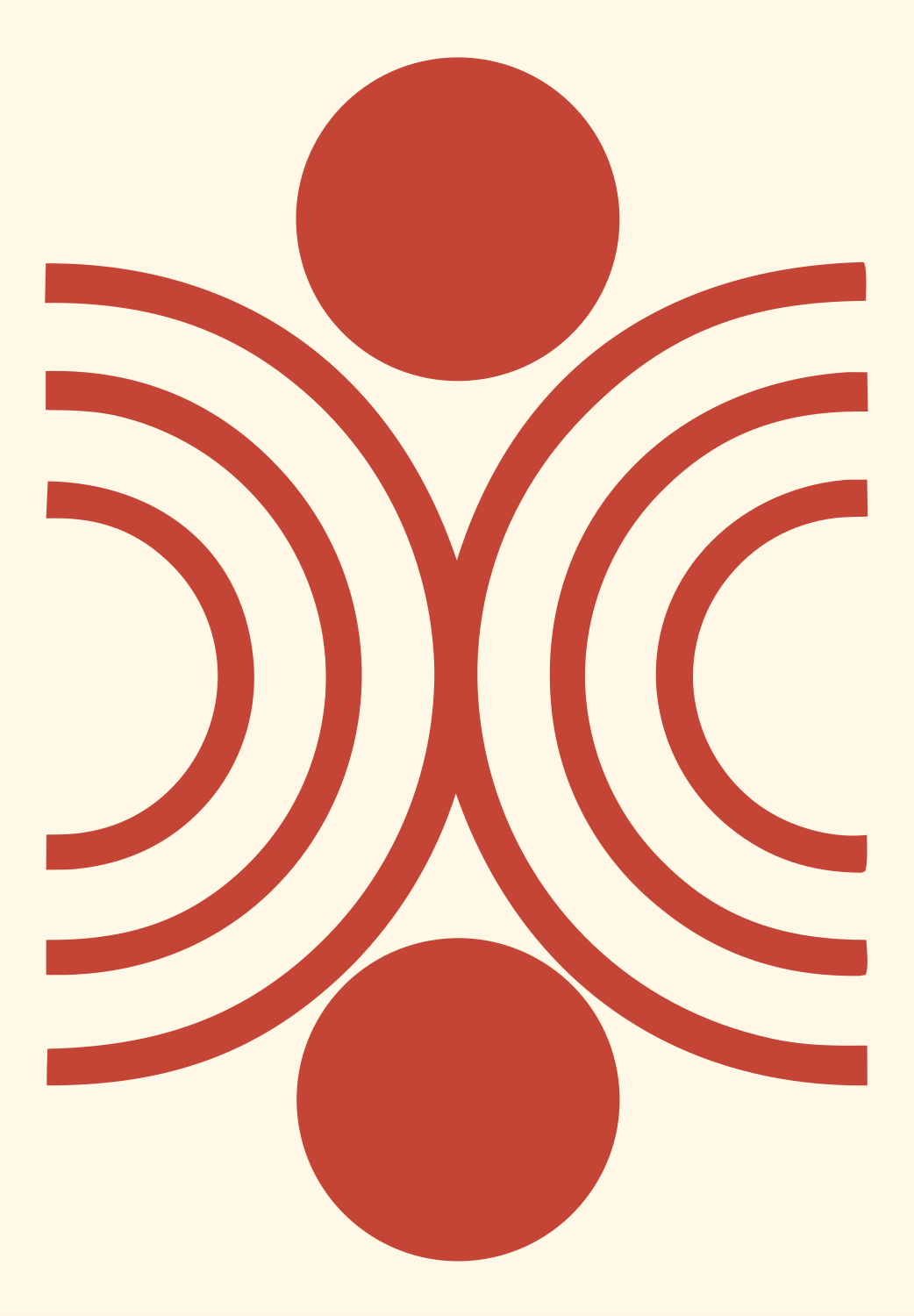 Concentric Arcs Circle Logo #fff8e7/#c44536