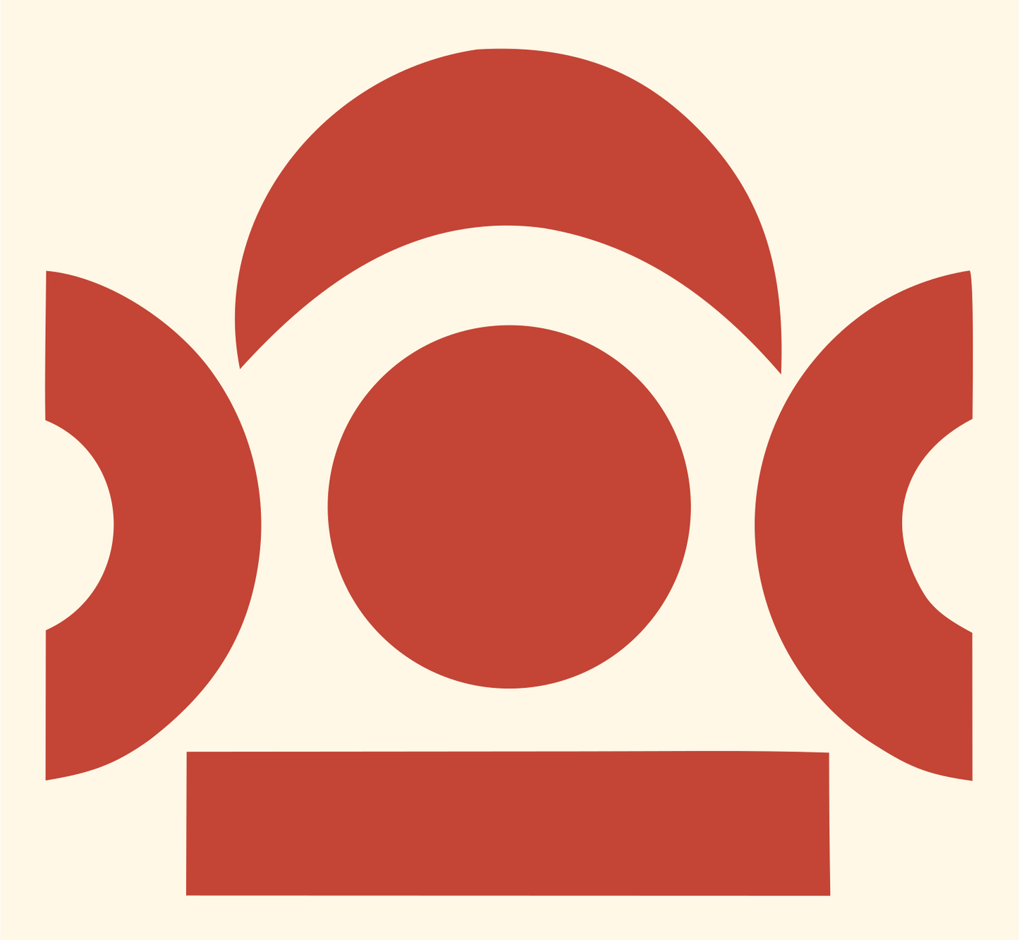Triple Circle Arch Logo #fff8e7/#c44536