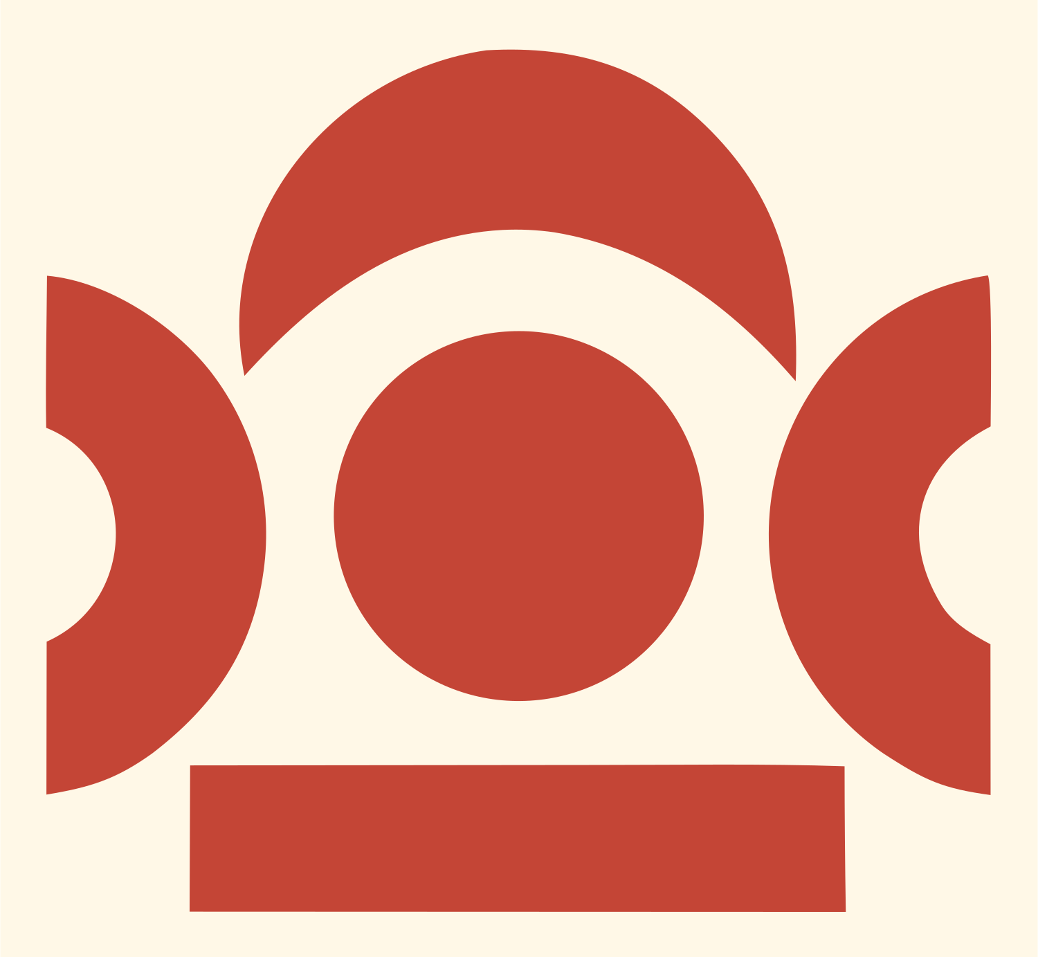 Triple Circle Arch Logo #fff8e7/#c44536