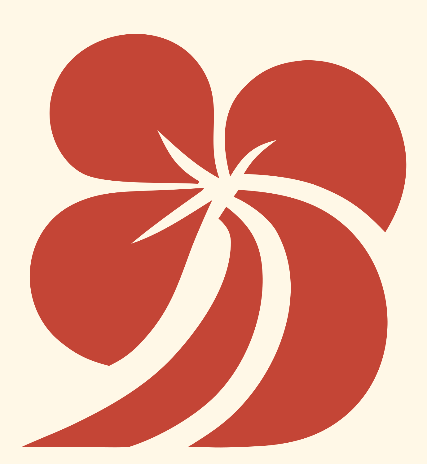 Four Petal Bloom Logo #fff8e7/#c44536