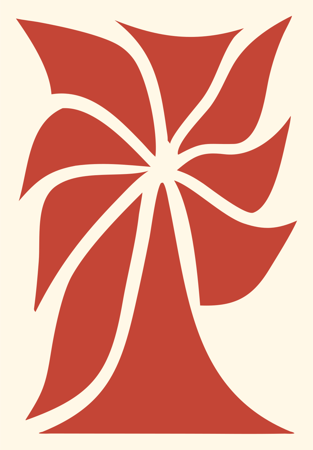 Tropical Palm Flower Logo #fff8e7/#c44536