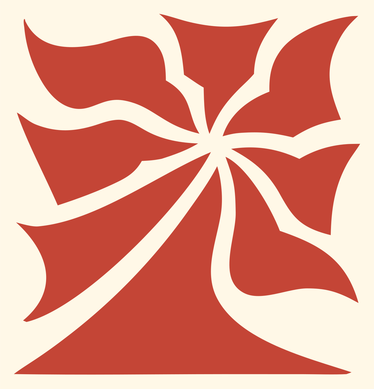 Swirling Daisy Bloom Logo #fff8e7/#c44536