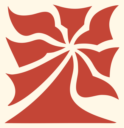 Swirling Daisy Bloom Logo #fff8e7/#c44536