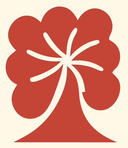 Tree Daisy Canopy Logo #fff8e7/#c44536
