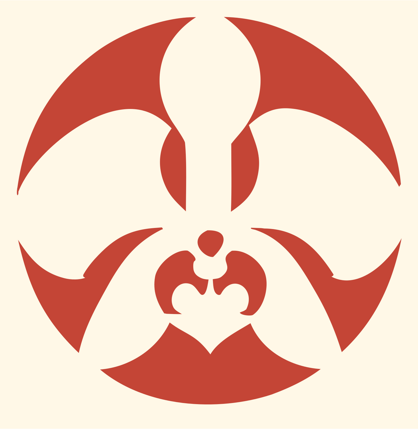Orchid Negative Space Circle Logo #fff8e7/#c44536