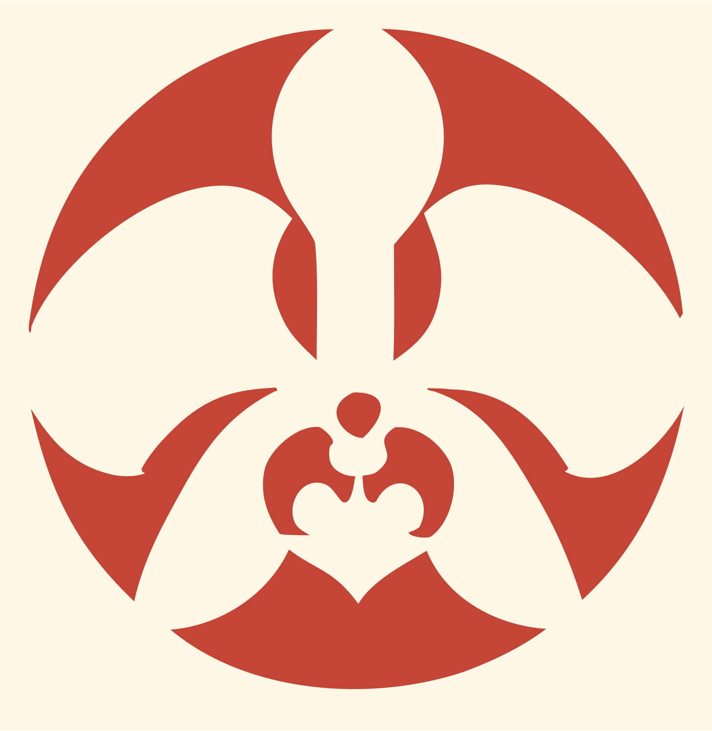 Orchid Negative Space Circle Logo #fff8e7/#c44536