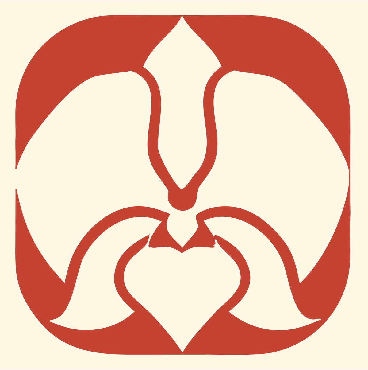 Orchid Heart Negative Space Logo #fff8e7/#c44536
