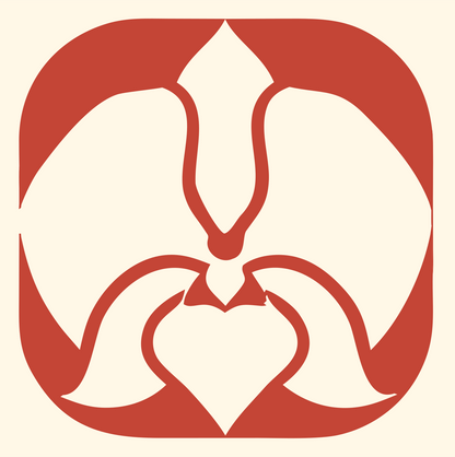 Orchid Heart Negative Space Logo #fff8e7/#c44536