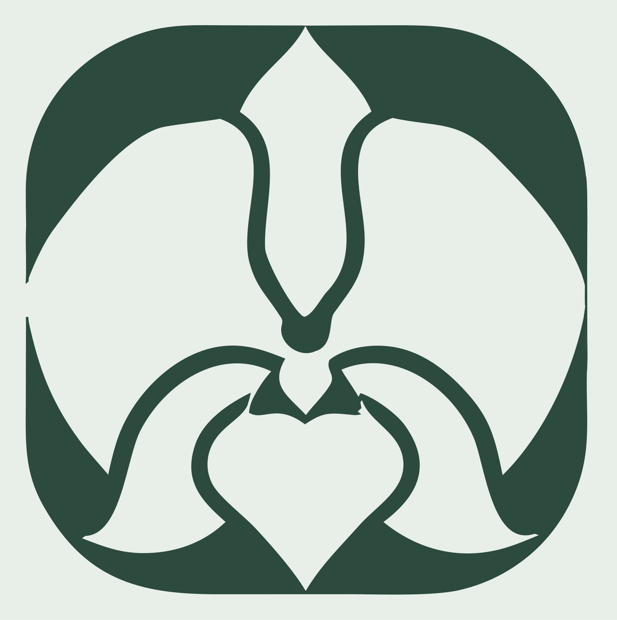 Orchid Heart Negative Space Logo #e8efe9/#2d4a3e