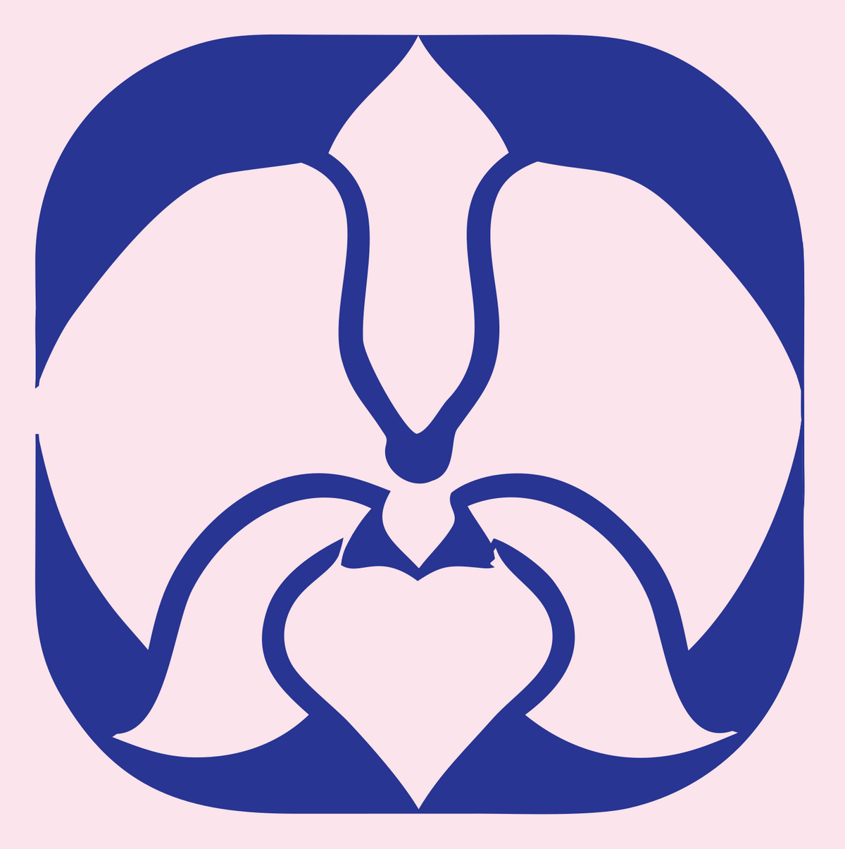 Orchid Heart Negative Space Logo #fce4ec/#283593