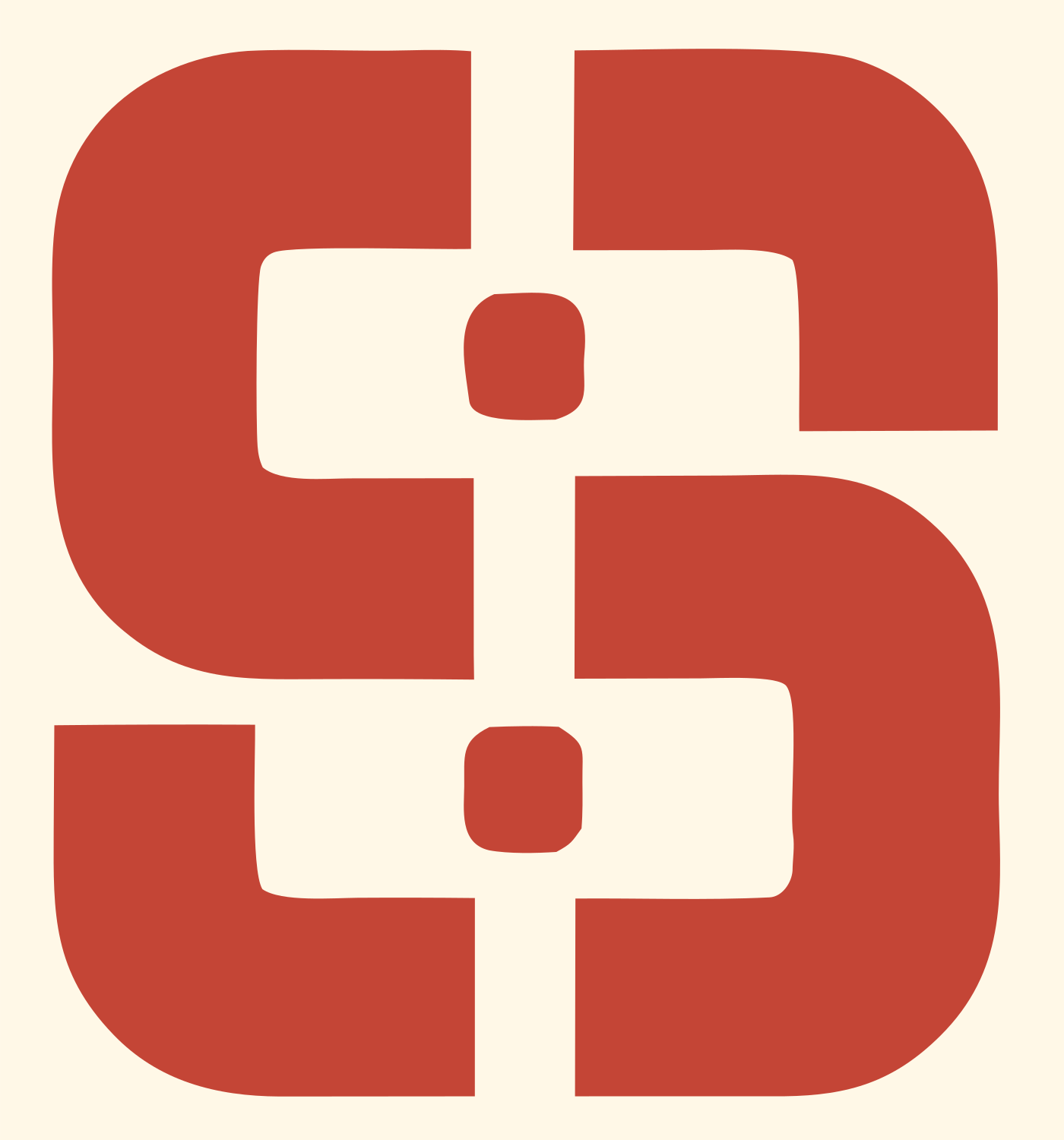 Interlocked S Symbol Logo #fff8e7/#c44536