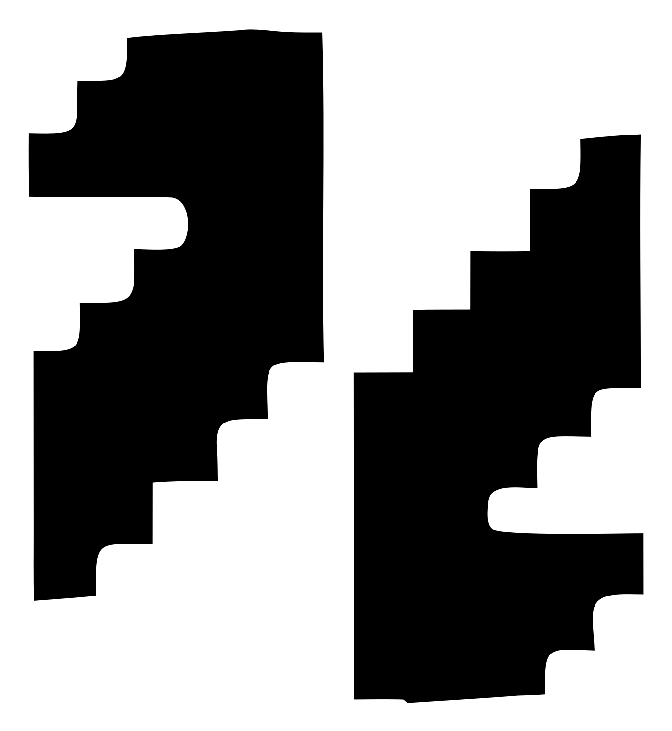 Pixel Staircase Yin Yang Logo #ffffff/#000000