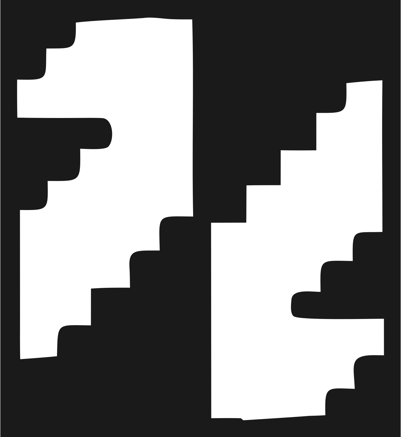 Pixel Staircase Yin Yang Logo #1a1a1a/#ffffff