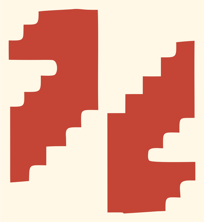 Pixel Staircase Yin Yang Logo #fff8e7/#c44536