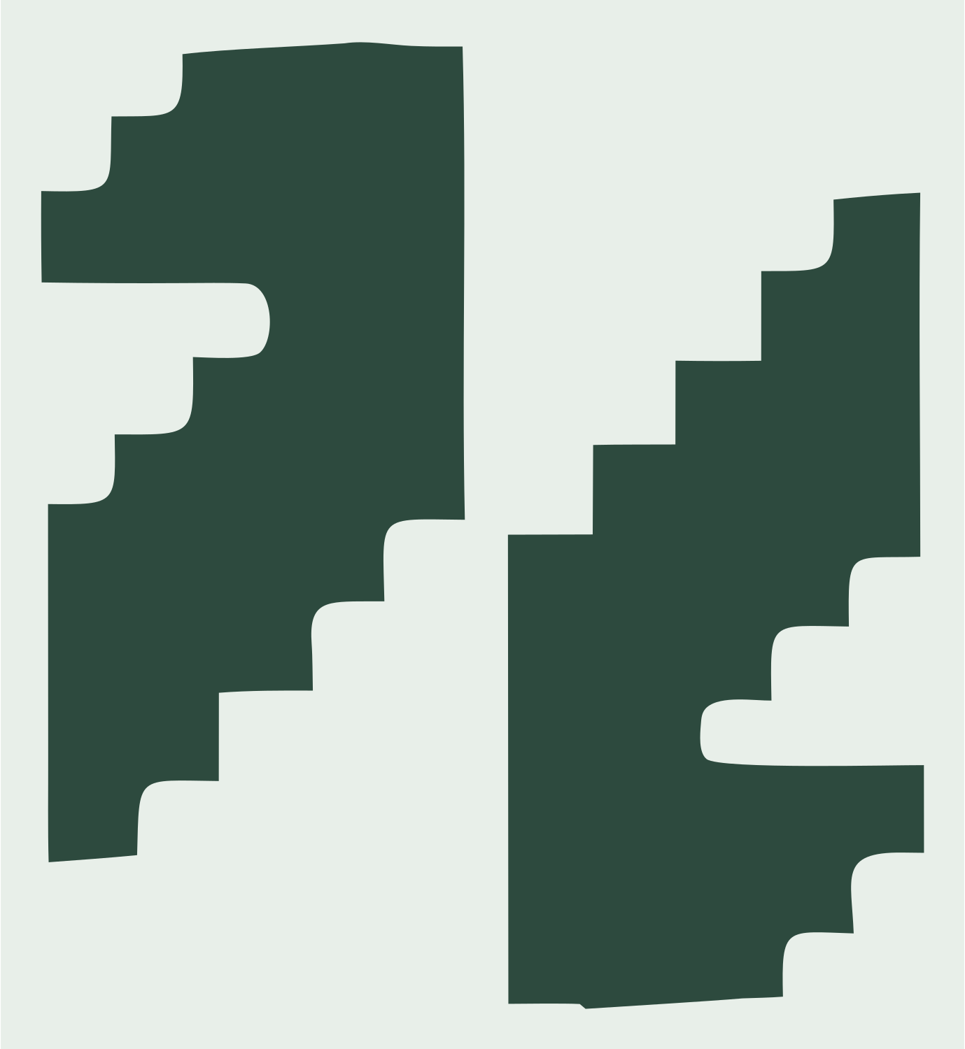 Pixel Staircase Yin Yang Logo #e8efe9/#2d4a3e