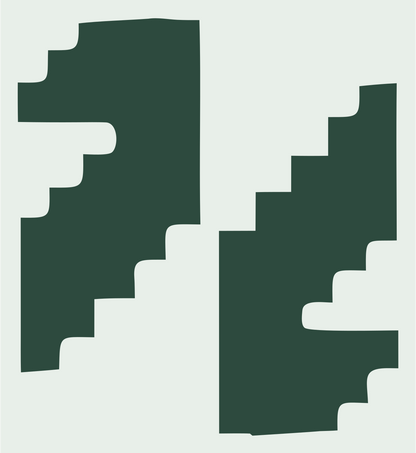 Pixel Staircase Yin Yang Logo #e8efe9/#2d4a3e