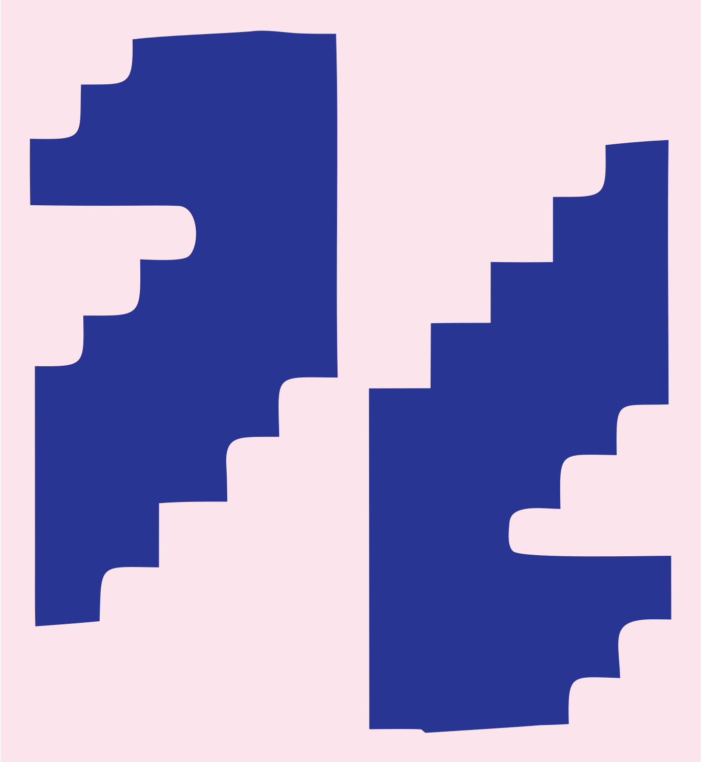 Pixel Staircase Yin Yang Logo #fce4ec/#283593