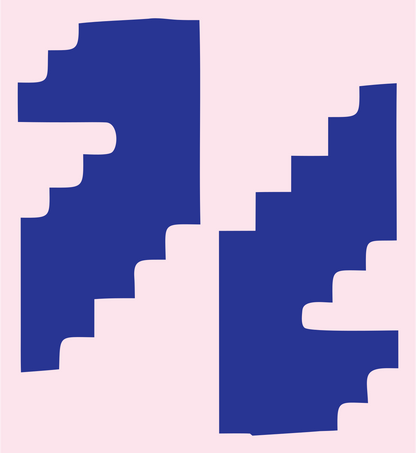 Pixel Staircase Yin Yang Logo #fce4ec/#283593