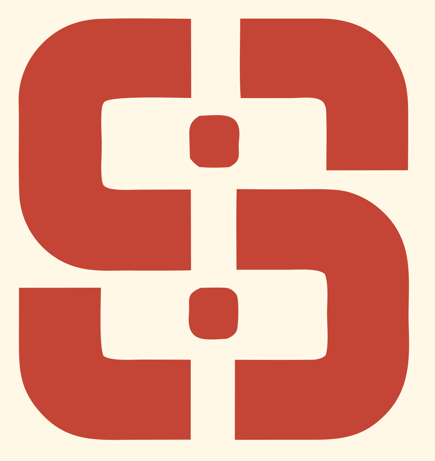 Mirrored S Balance Logo #fff8e7/#c44536