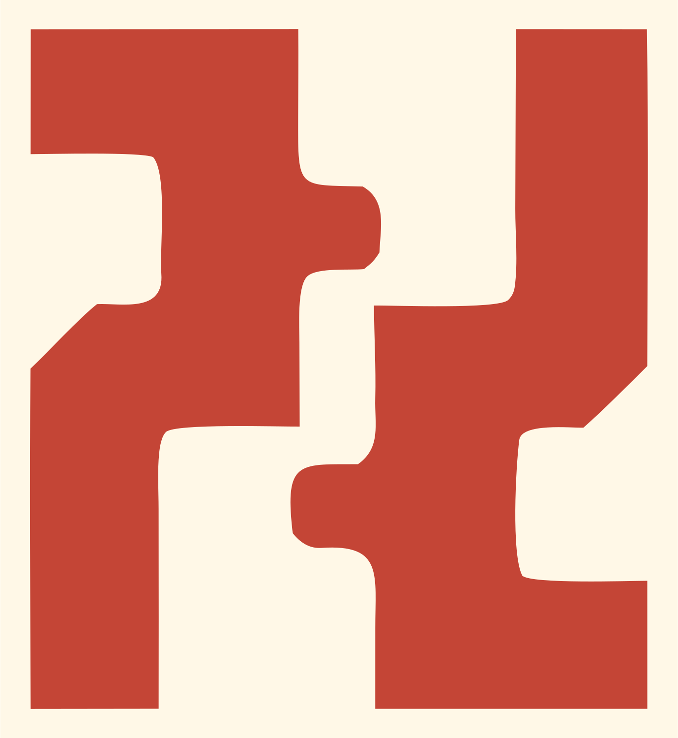 Interlocking Blocks Balance Logo #fff8e7/#c44536