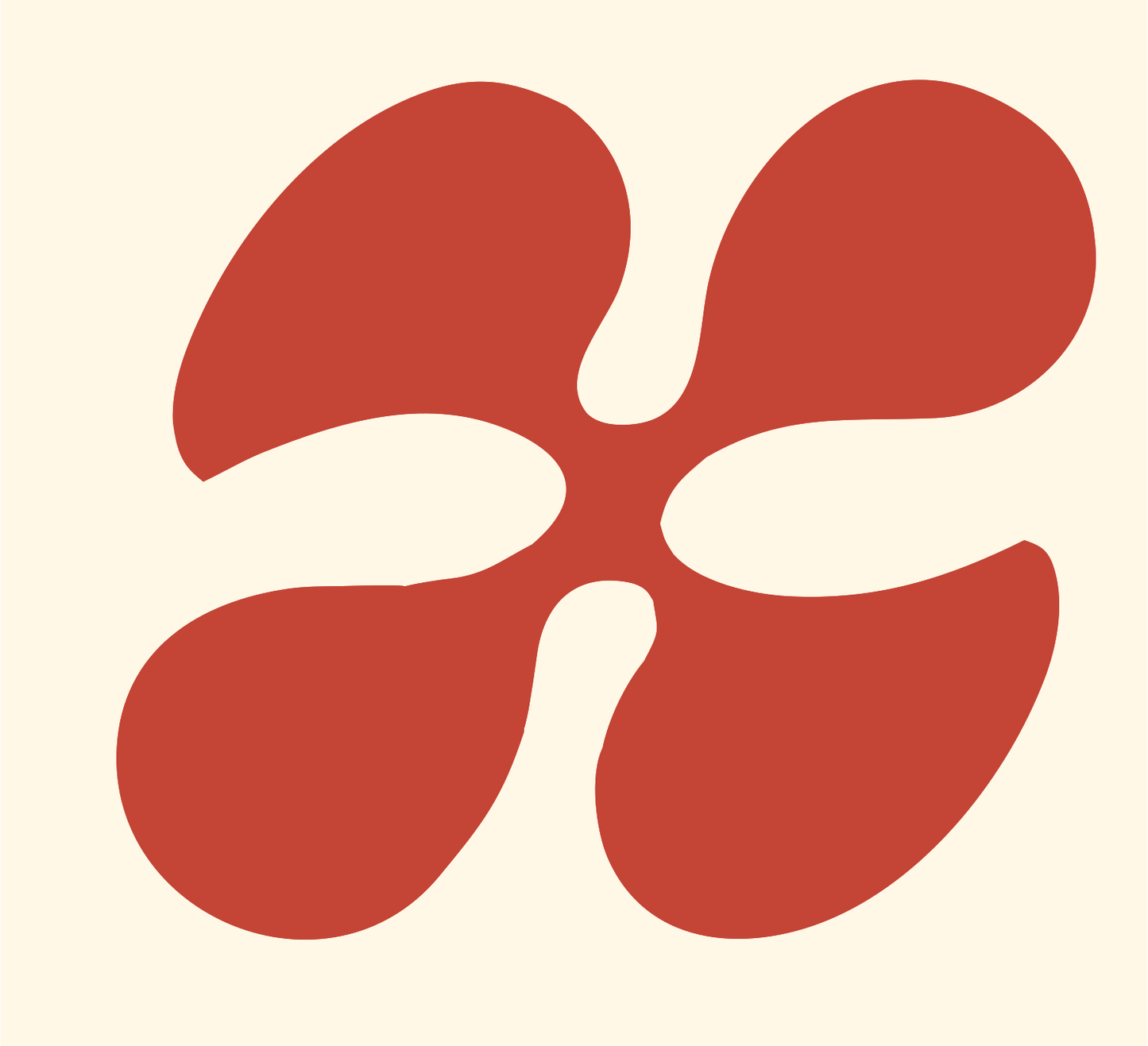 Four Petal Flower Logo #fff8e7/#c44536