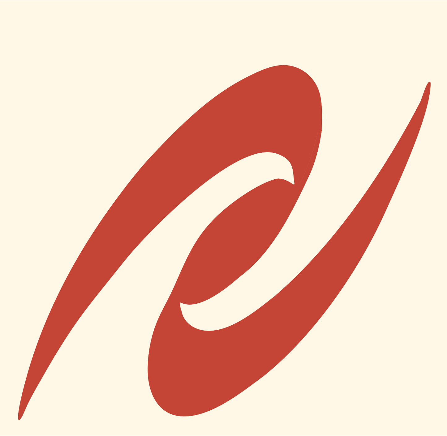 Swirling Om Spiral Logo #fff8e7/#c44536