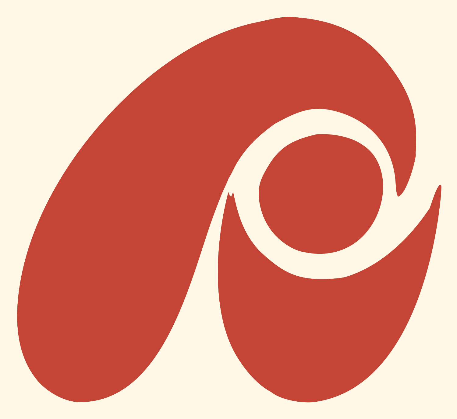 Wave Circle Om Logo #fff8e7/#c44536