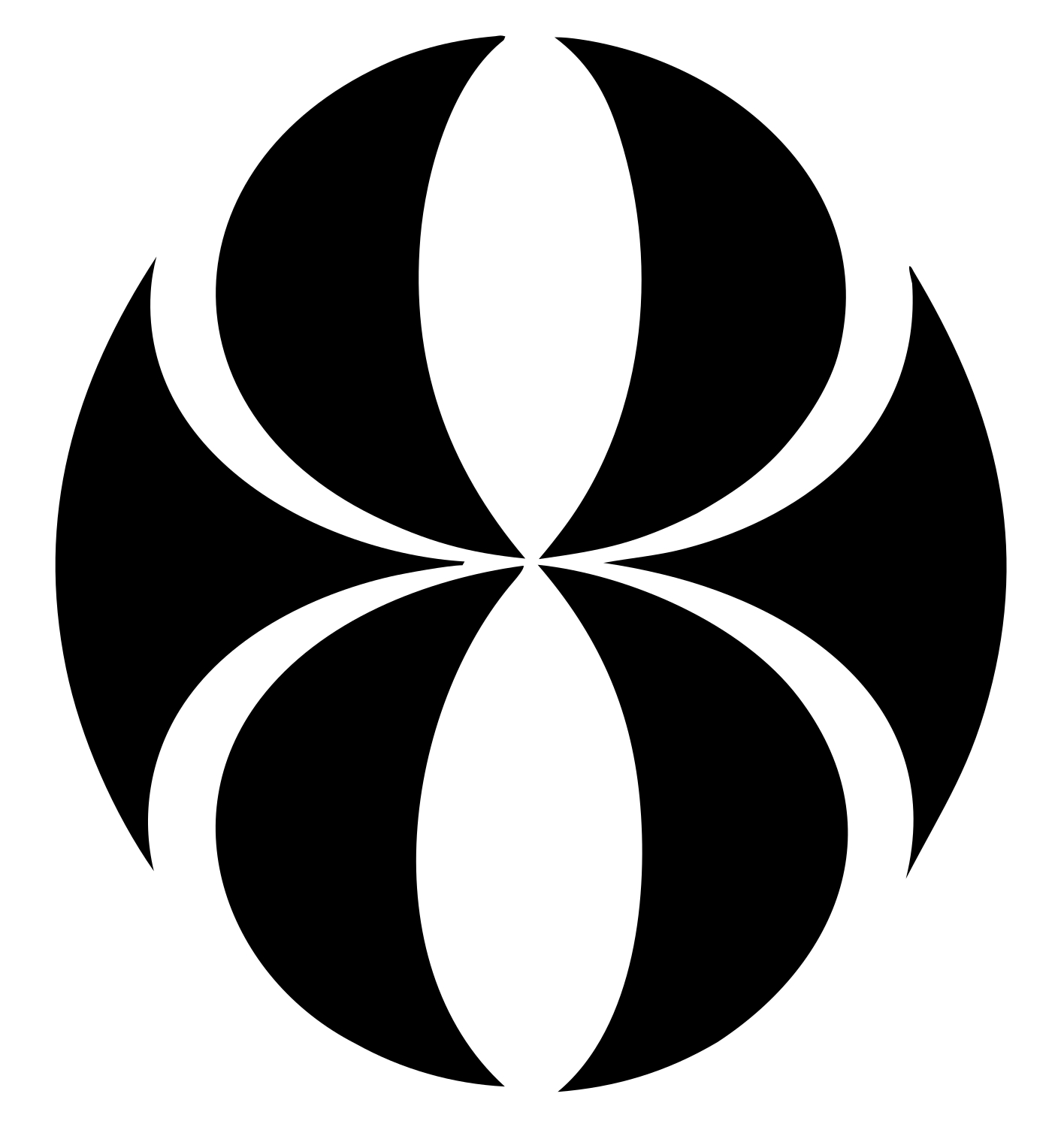 Overlapping Petal Circle Logo #ffffff/#000000