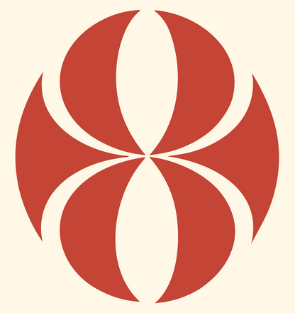 Overlapping Petal Circle Logo #fff8e7/#c44536