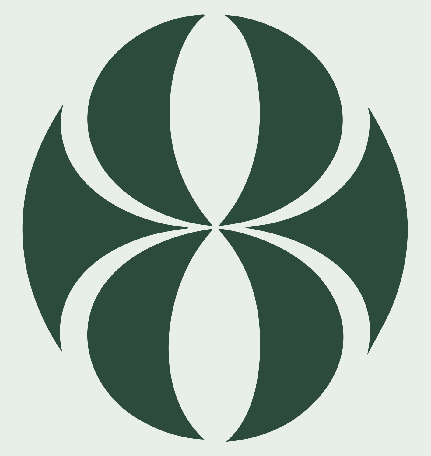 Overlapping Petal Circle Logo #e8efe9/#2d4a3e