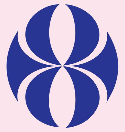 Overlapping Petal Circle Logo #fce4ec/#283593