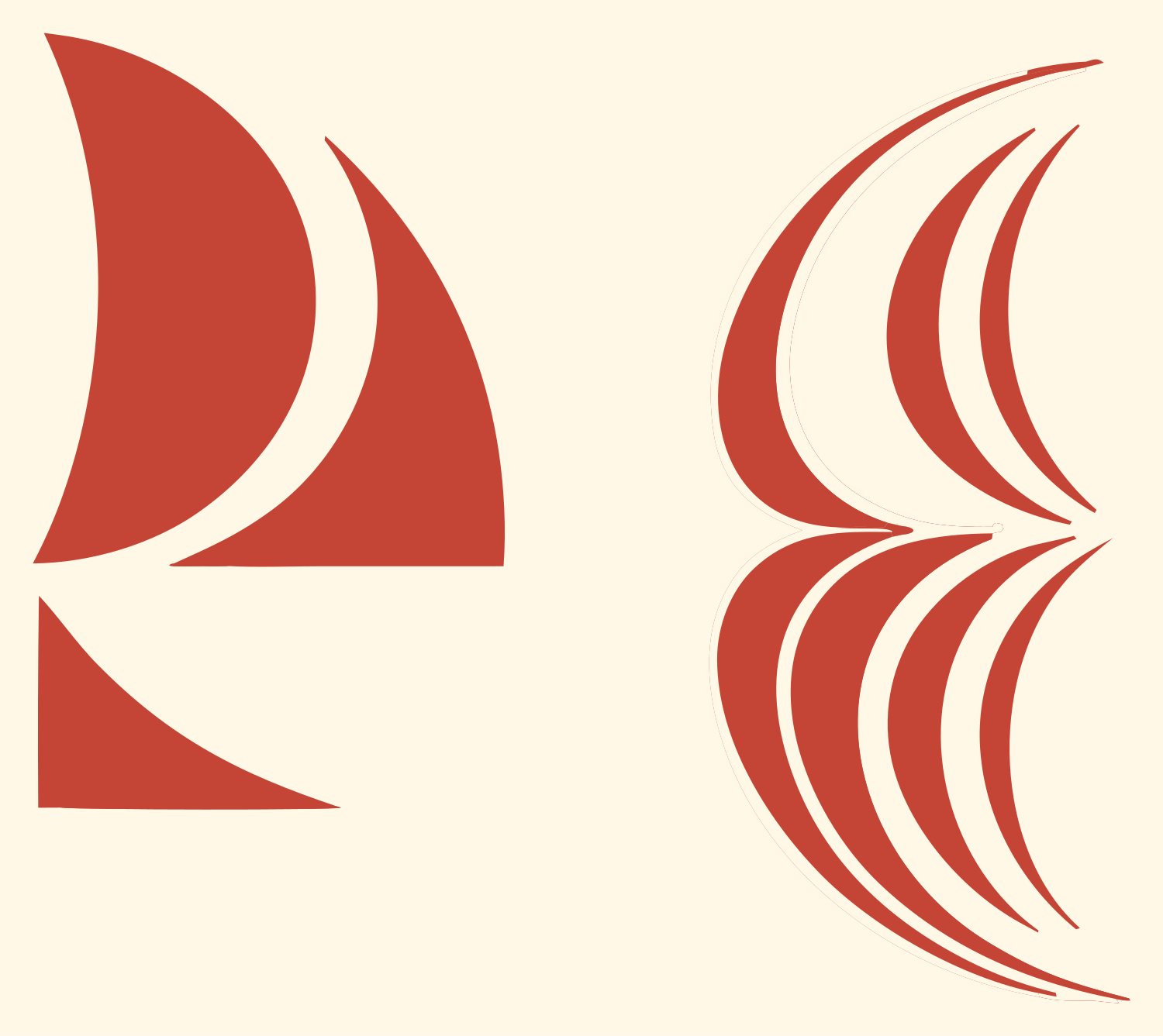 Curved Sail Sweep Logo #fff8e7/#c44536