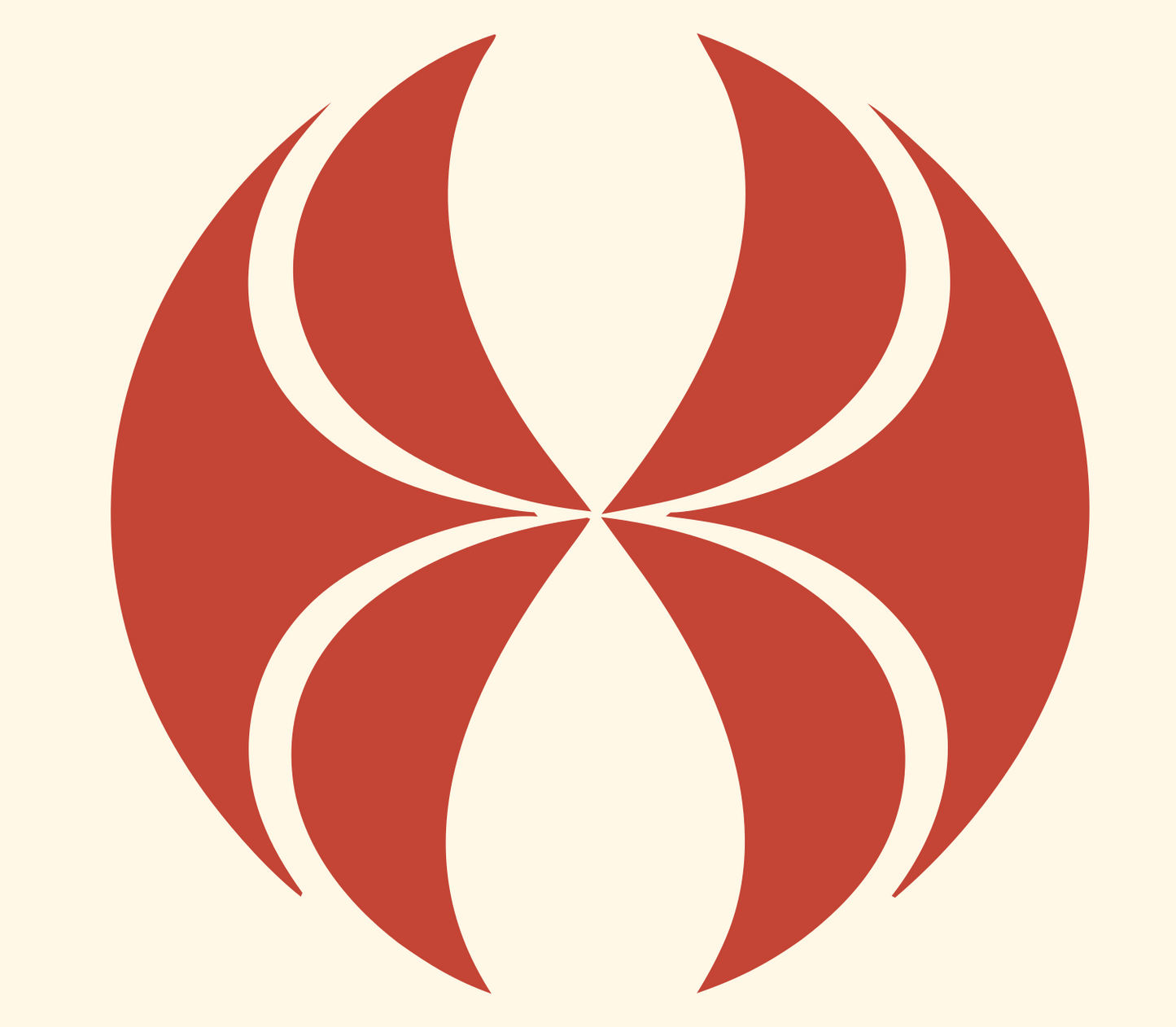 Radial Petal Pinwheel Logo #fff8e7/#c44536