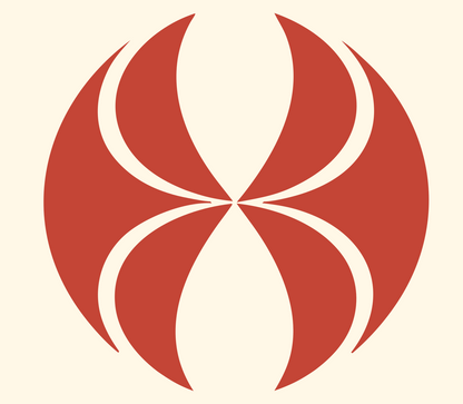 Radial Petal Pinwheel Logo #fff8e7/#c44536
